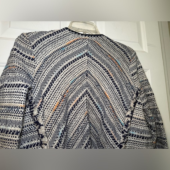 Lucky Brand Woman’s Pottery Open Cardigan Multicolor Stripe Small Fringe Boho - Picture 9 of 10